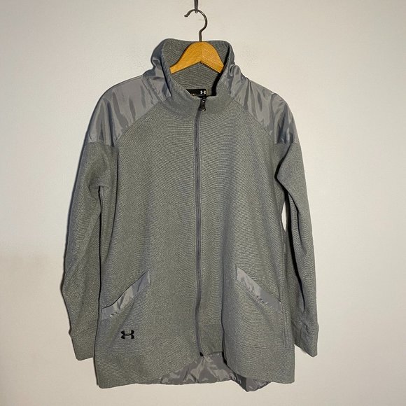 Under Armour Two Tone Grey Loose Fit Zip Up Sweatshirt Size L - Picture 1 of 10